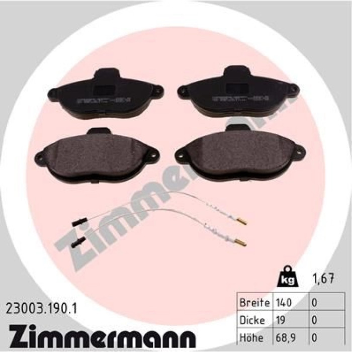 ZIMMERMANN Bremsbeläge 23003.190.1 ZIMMERMANN Bremsbeläge 23003.190.1