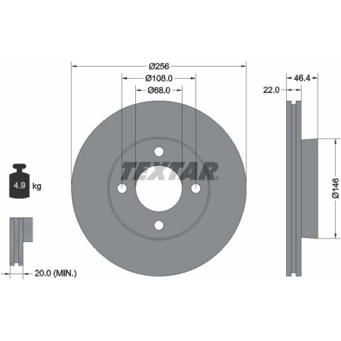 Textar Bremsscheibe 92026000 Textar Bremsscheibe 92026000