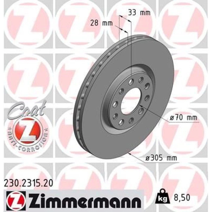 Zimmermann Bremsscheibe Vorderachse 230.2315.20 Zimmermann Bremsscheibe Vorderachse 230.2315.20