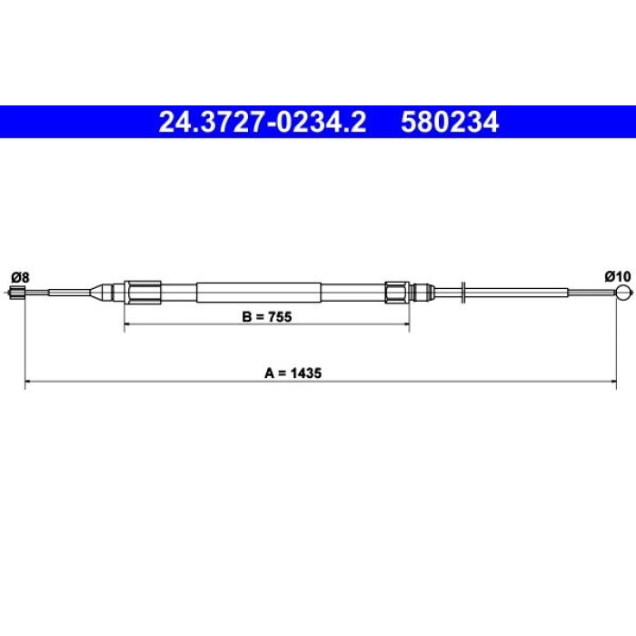 ATE Handbremsseil 24.3727-0234.2 ATE Handbremsseil 24.3727-0234.2