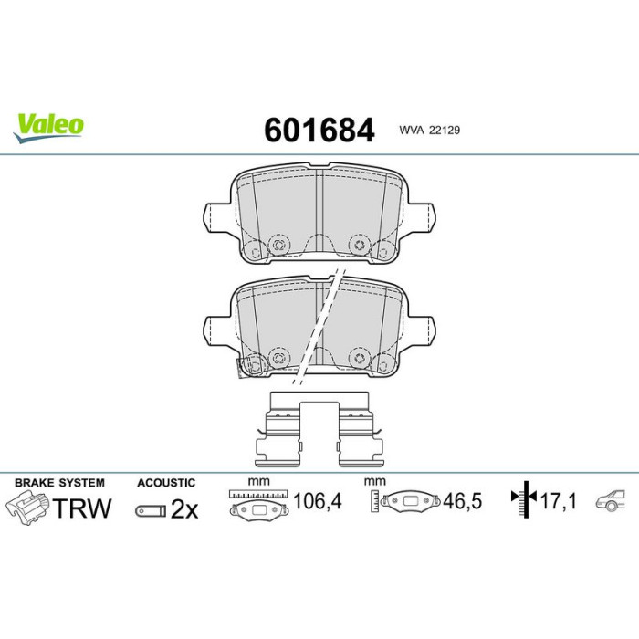 Valeo Bremsbelagsatz 601684 Valeo Bremsbelagsatz 601684