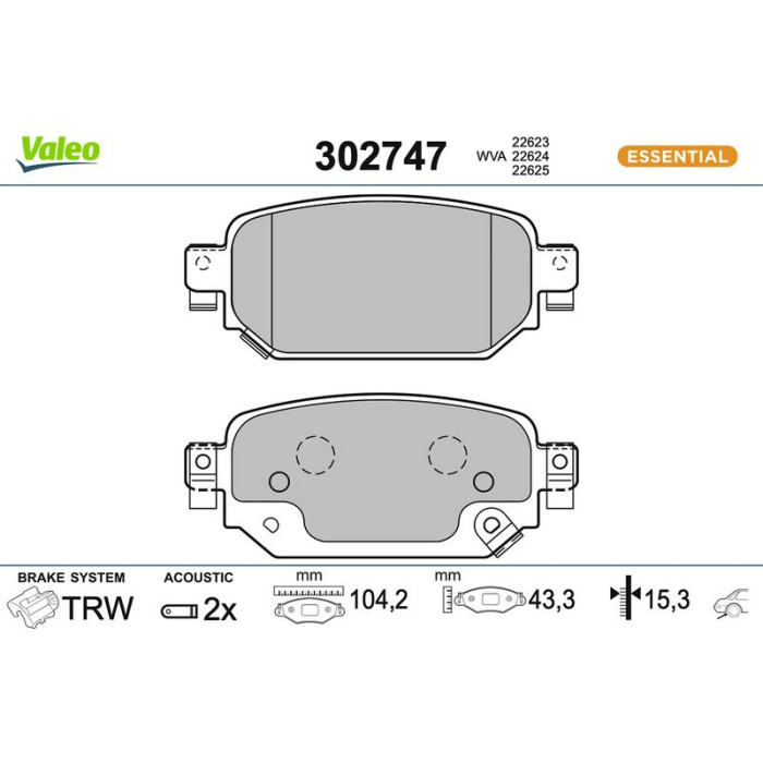 Valeo Bremsbelagsatz 302747 Valeo Bremsbelagsatz 302747