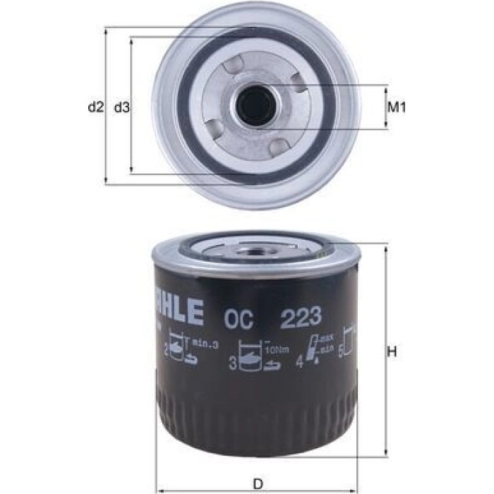 OC 223 MAHLE Ölfilter OC 223, Anschraubfilter, Höhe 96 mm – u. a. für Renault Trafic Pritsche/Fahrgestell (T_, P_, V_), 21 Kombi (K48_), Kasten (T_, P_, V_) – OE Nummer 7700073302 - l OC 223 MAHLE Ölfilter OC 223, Anschraubfilter, Höhe 96 mm – u. a. für Renault Trafic Pritsche/Fahrgestell (T_, P_, V_), 21 Kombi (K48_), Kasten (T_, P_, V_) – OE Nummer 7700073302 - l