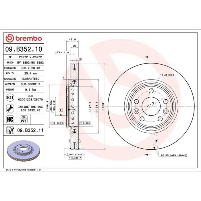 Brembo Bremsscheibe 09.B352.10