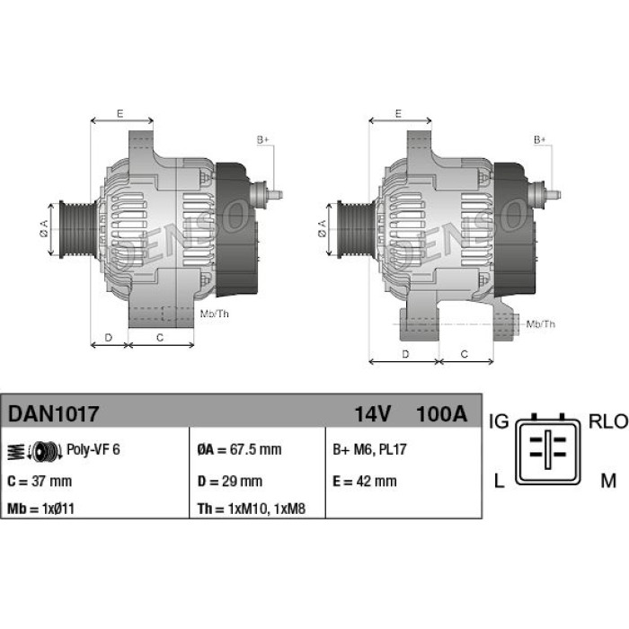 Denso Lichtmaschine DAN1017 Denso Lichtmaschine DAN1017