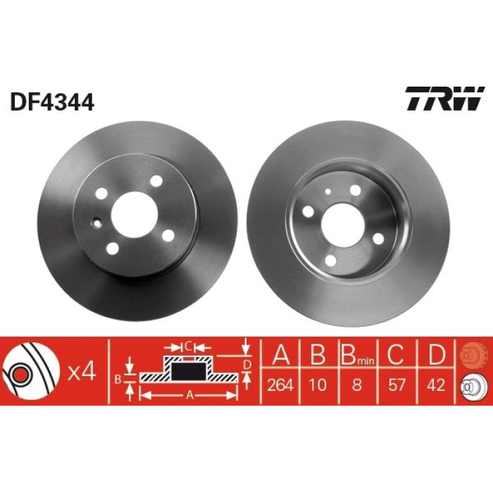 TRW Bremsscheibe Opel Meriva DF4344 TRW Bremsscheibe Opel Meriva DF4344