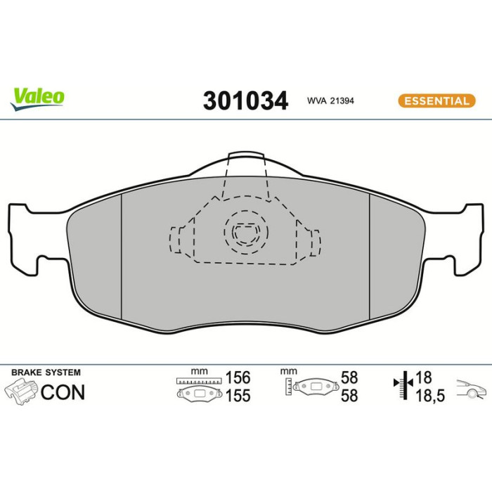 Valeo Bremsbelagsatz 301034 Valeo Bremsbelagsatz 301034