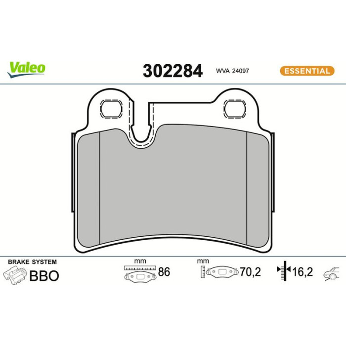 Valeo Bremsbelagsatz 302284 Valeo Bremsbelagsatz 302284