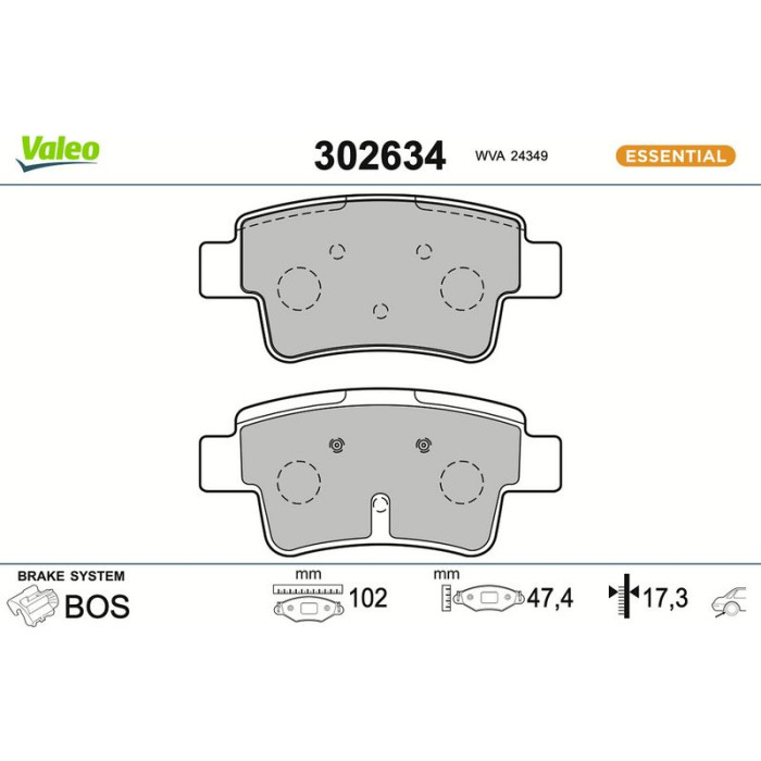 Valeo Bremsbelagsatz 302634 Valeo Bremsbelagsatz 302634