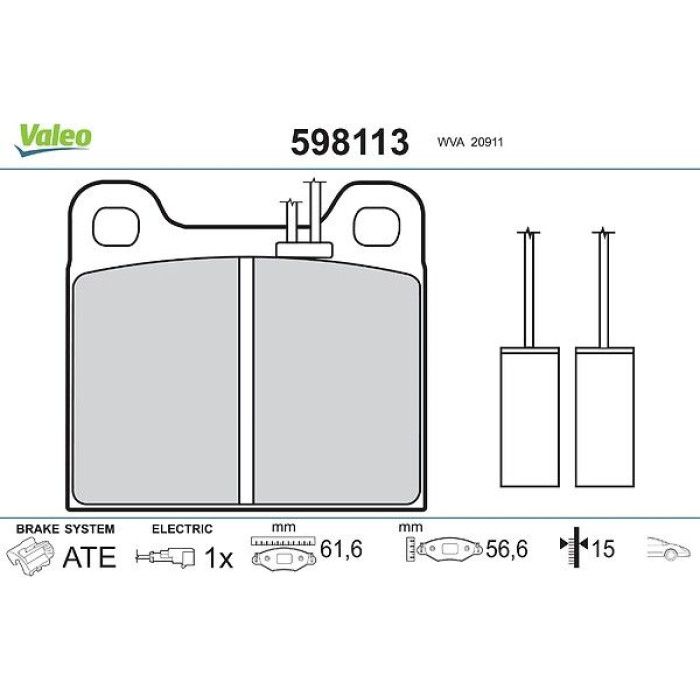 Valeo Bremsbelagsatz 598113 Valeo Bremsbelagsatz 598113