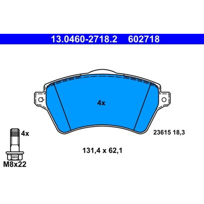 ATE Bremsbelagsatz Land Rover Vorderachse Freelander 1.8-2.5 V6 4x4 00-06 13.0460-2718.2 ATE Bremsbelagsatz Land Rover Vorderachse Freelander 1.8-2.5 V6 4x4 00-06 13.0460-2718.2