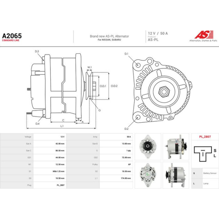 A2065 AS-PL Lichtmaschine (Generator) A2065