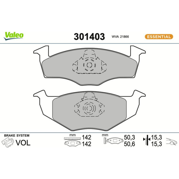 Valeo Bremsbelagsatz 301403 Valeo Bremsbelagsatz 301403