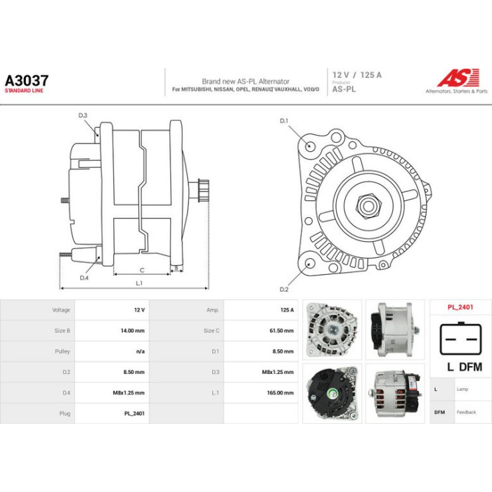 A3037 AS-PL Lichtmaschine (Generator) A3037