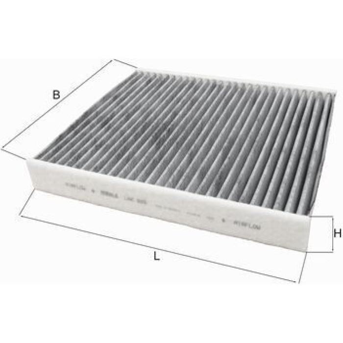 MAHLE Innenraumfilter LAK 809, Aktivkohlefilter, 255,6 x 224 x 35 mm – u. a. für VW Polo V (6R1, 6C1), VW Polo V Kasten/Schrägheck (6R1, 6C1), VW Fox Van (5Z1) – OE Nummer 6R0819653 - l
