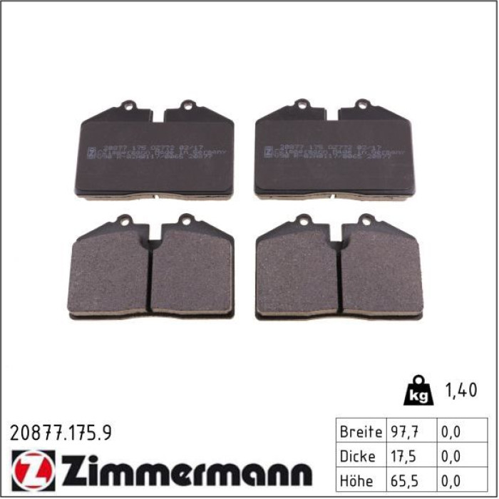 ZIMMERMANN Bremsbeläge 20877.175.9 ZIMMERMANN Bremsbeläge 20877.175.9
