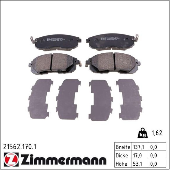 ZIMMERMANN Bremsbeläge 21562.170.1 ZIMMERMANN Bremsbeläge 21562.170.1