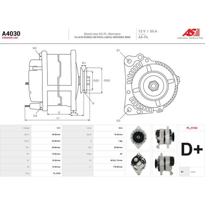A4030 AS-PL Lichtmaschine (Generator) A4030