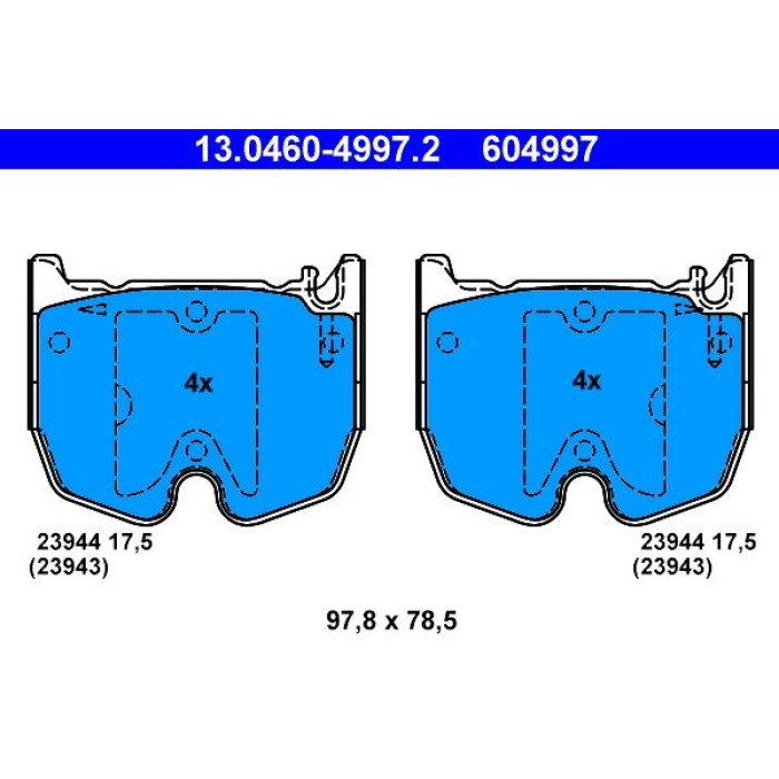 ATE Bremsbelagsatz Mercedes-Benz Vorderachse W211/W220/R230 Amg 02-12 13.0460-4997.2 ATE Bremsbelagsatz Mercedes-Benz Vorderachse W211/W220/R230 Amg 02-12 13.0460-4997.2