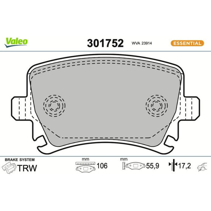 Valeo Bremsbelagsatz 301752 Valeo Bremsbelagsatz 301752