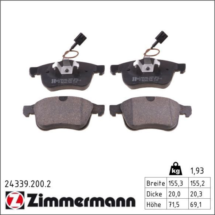 ZIMMERMANN Bremsbeläge 24339.200.2 ZIMMERMANN Bremsbeläge 24339.200.2