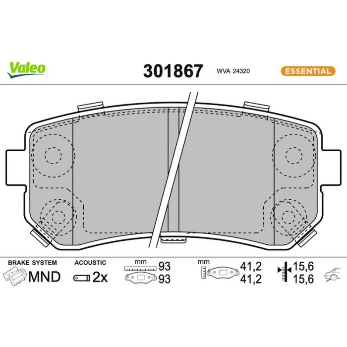 Valeo Bremsbelagsatz 301867 Valeo Bremsbelagsatz 301867