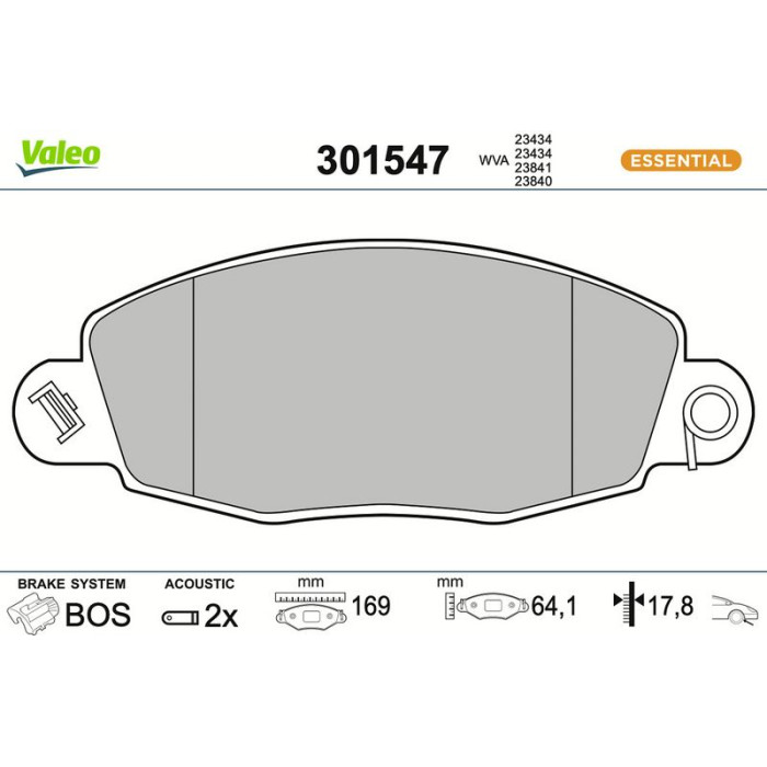 Valeo Bremsbelagsatz 301547 Valeo Bremsbelagsatz 301547