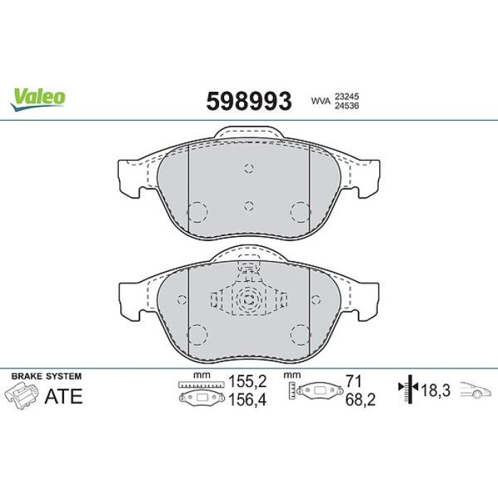Valeo Bremsbelagsatz 598993 Valeo Bremsbelagsatz 598993