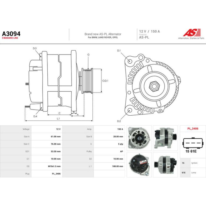 A3094 AS-PL Lichtmaschine (Generator) A3094