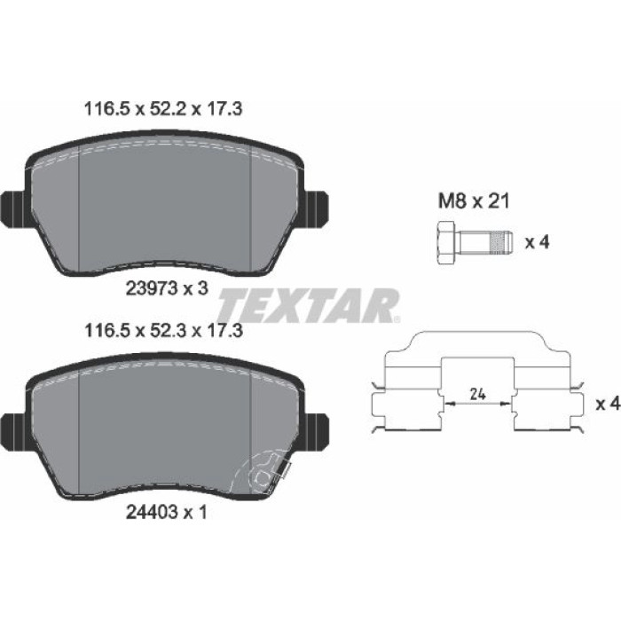 Textar Bremsbelagsatz 2397302 Textar Bremsbelagsatz 2397302