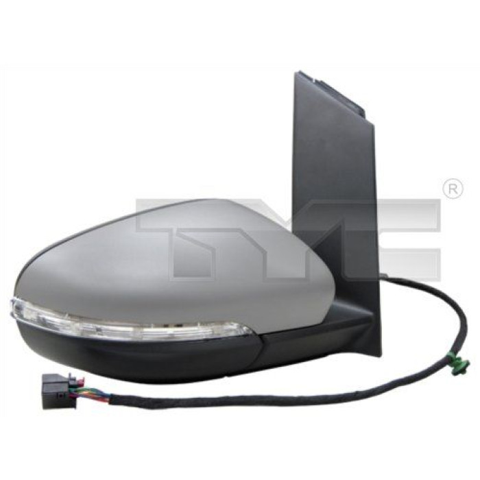 TYC Außenspiegel links elektrisch verstellbar, grundiert, asphärisch, beheizbar, elektrisch anklappbar, mit Blinker, mit Umfeldbeleuchtung 337-0180 OE Nummer 1T1857507AE9B9 - l