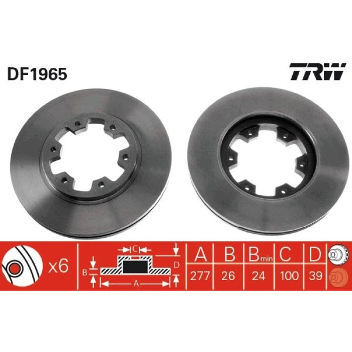 TRW Bremsscheibe Nissan Terrano DF1965 TRW Bremsscheibe Nissan Terrano DF1965