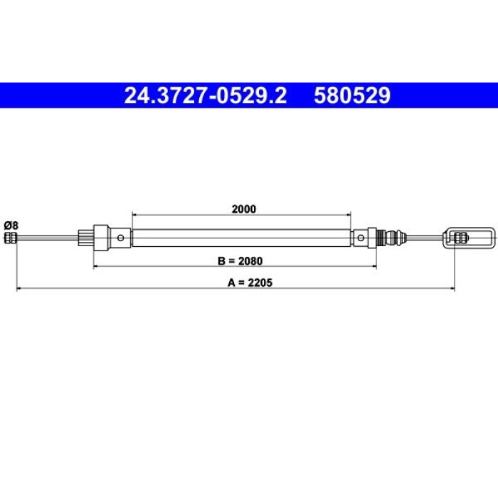 ATE Handbremsseil 24.3727-0529.2 ATE Handbremsseil 24.3727-0529.2