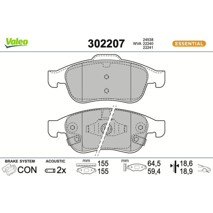 Valeo Bremsbelagsatz 302207 Valeo Bremsbelagsatz 302207