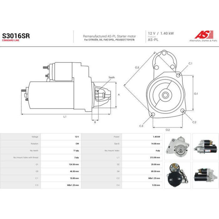 S3016SR AUTOSTARTER Anlasser (Starter) S3016SR S3016SR AUTOSTARTER Anlasser (Starter) S3016SR