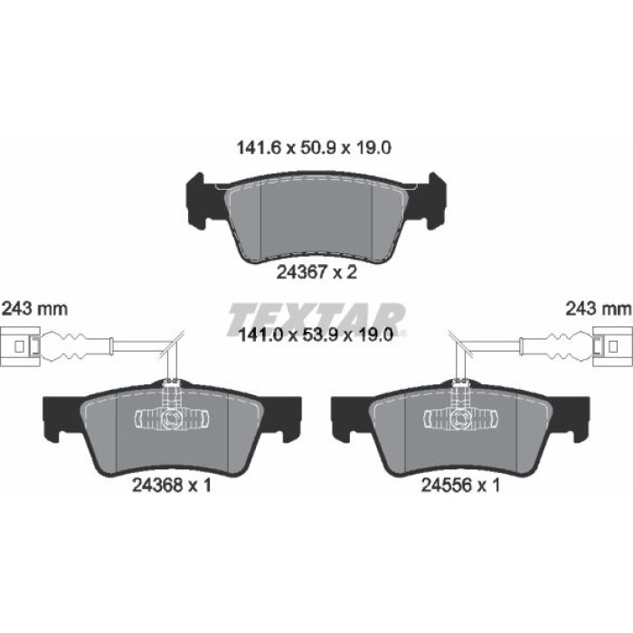 Textar Bremsbelagsatz 2436701 – 2 Verschleißsensoren Textar Bremsbelagsatz 2436701 – 2 Verschleißsensoren