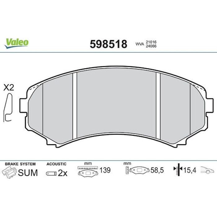 Valeo Bremsbelagsatz 598518 Valeo Bremsbelagsatz 598518