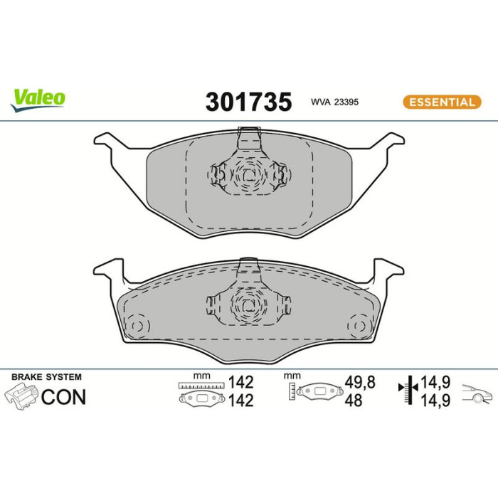 Valeo Bremsbelagsatz 301735 Valeo Bremsbelagsatz 301735