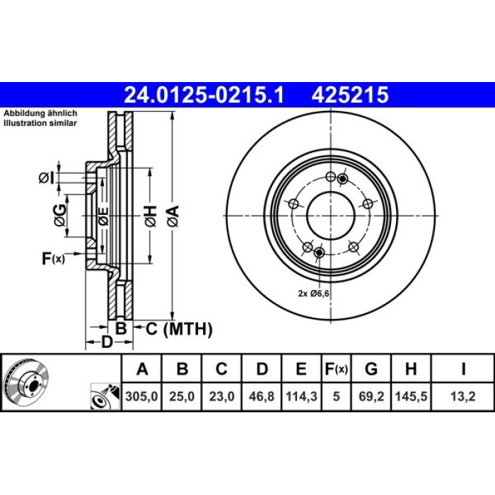ATE Bremsscheibe 24.0125-0215.1