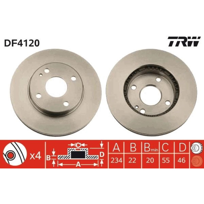 TRW Bremsscheibe DF4120 TRW Bremsscheibe DF4120