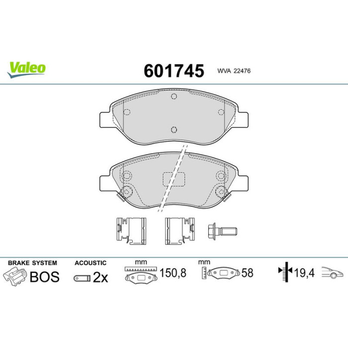 Valeo Bremsbelagsatz 601745 Valeo Bremsbelagsatz 601745