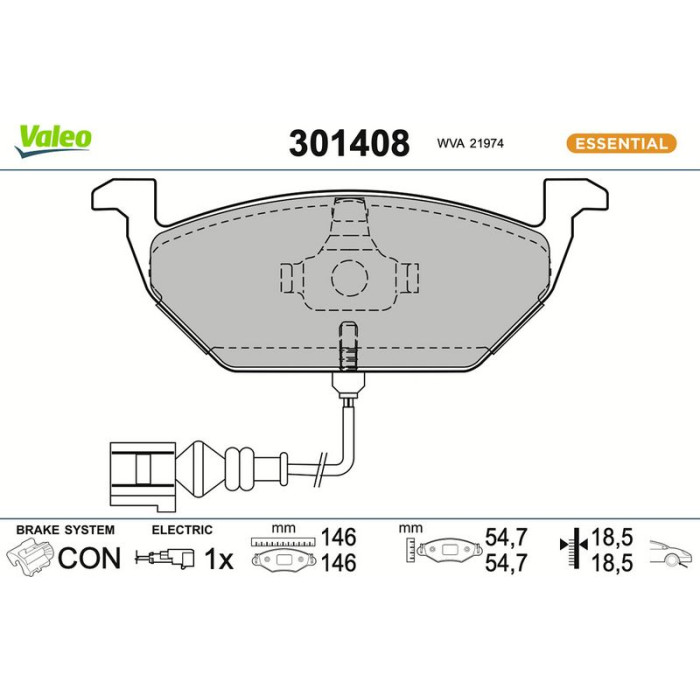 301408 Valeo Bremsbelagsatz 301408 301408 Valeo Bremsbelagsatz 301408