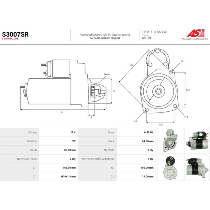 S3007SR AUTOSTARTER Anlasser (Starter) S3007SR S3007SR AUTOSTARTER Anlasser (Starter) S3007SR
