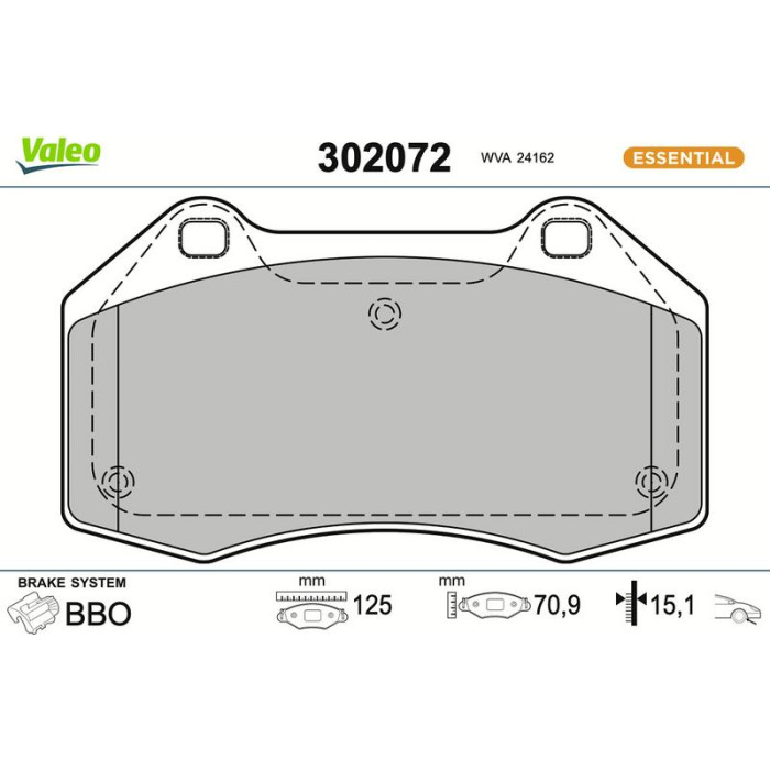 302072 Valeo Bremsbelagsatz 302072 302072 Valeo Bremsbelagsatz 302072