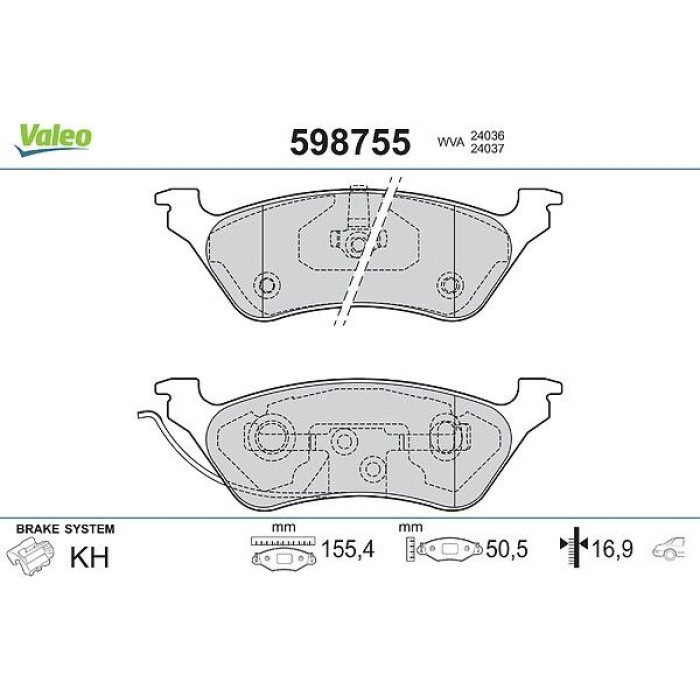 Valeo Bremsbelagsatz 598755 Valeo Bremsbelagsatz 598755