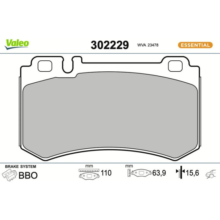 302229 Valeo Bremsbelagsatz 302229 302229 Valeo Bremsbelagsatz 302229