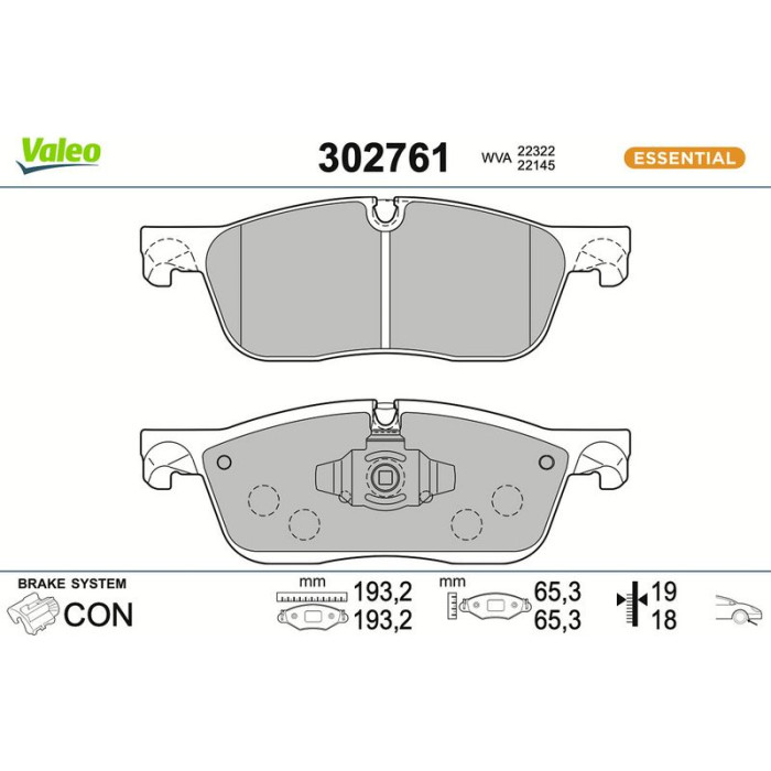 Valeo Bremsbelagsatz 302761 Valeo Bremsbelagsatz 302761