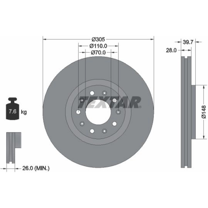 Textar Bremsscheibe 92220803 Textar Bremsscheibe 92220803