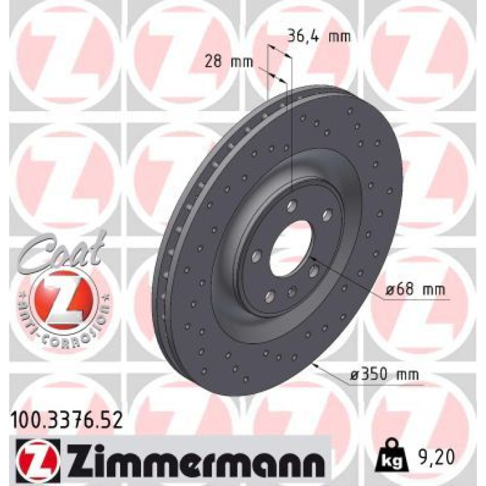 Zimmermann Bremsscheibe Hinterachse Sport 100.3376.52 Zimmermann Bremsscheibe Hinterachse Sport 100.3376.52