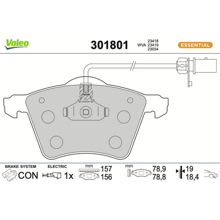 Valeo Bremsbelagsatz 301801 Valeo Bremsbelagsatz 301801